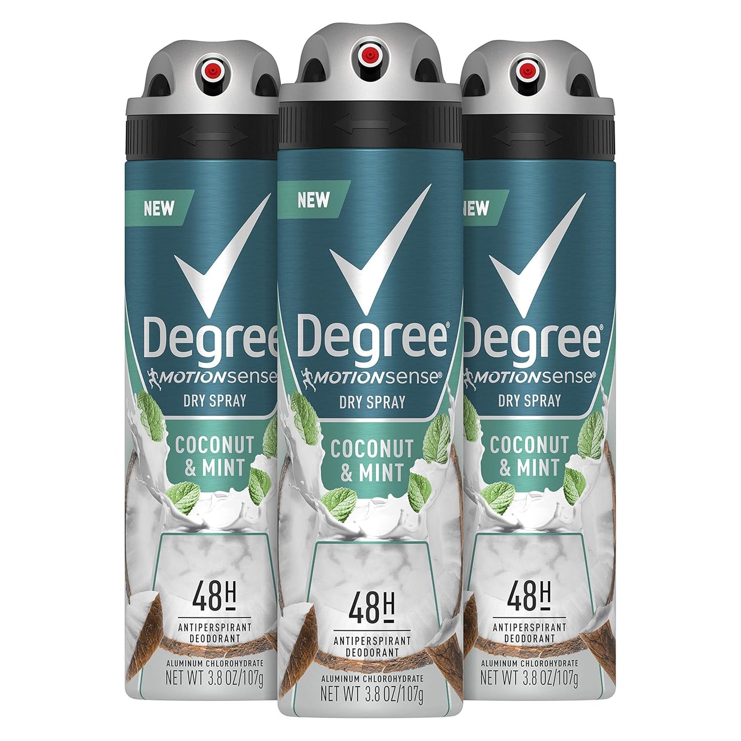 Men Antiperspirant Deodorant Dry Spray Coconut & Mint 3 Count 72Hr Sweat and Odor Protection  for Men 3.8 Oz