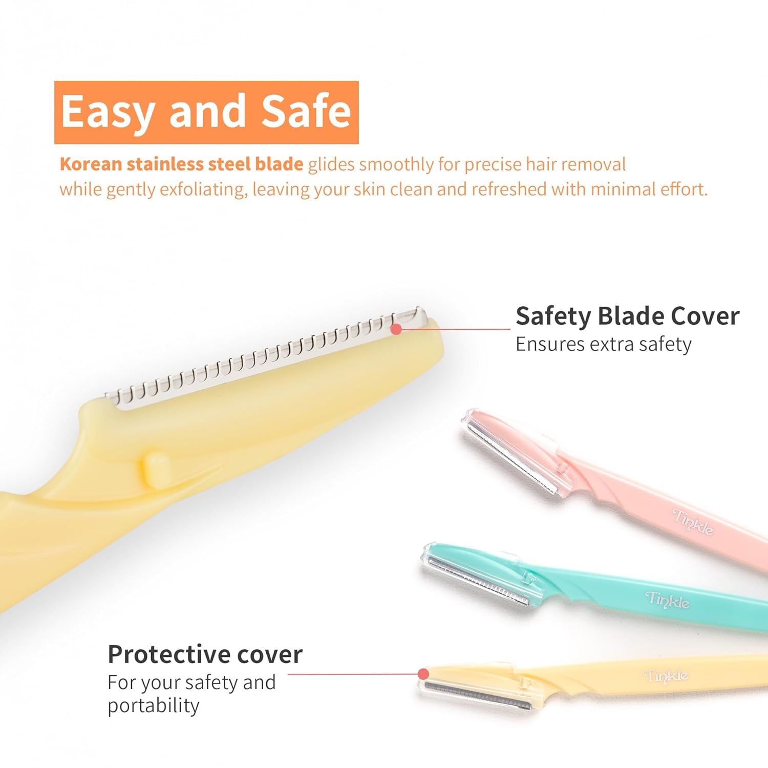 Dermaplaning Tool 6Ct, Dermaplane Razor for Women, Safe and Easy Peach Fuzz Remover, Eyebrow Trimmer with Protective Cover