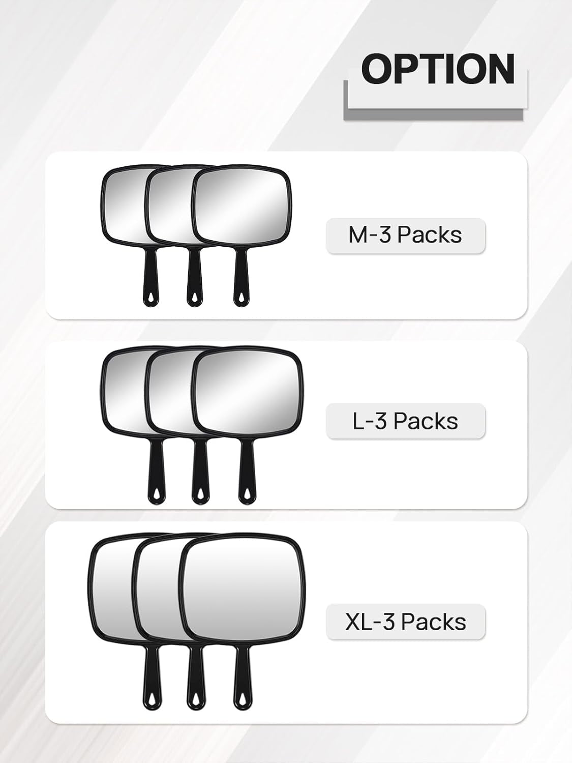 Hand Mirror, Extra Large Barber Hairdressing Handheld Mirror with Handle for Salon, Pack of 3