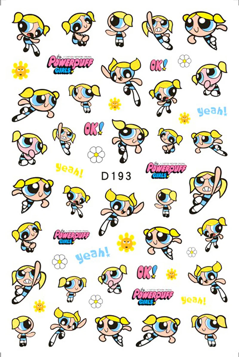 1PCS Big Eyes Girl 3D Adhesive Nail Art Sticker Pikachu Lilo and Stitch Cartoon Nail Sticker Nail Decal Nail Art Decoration