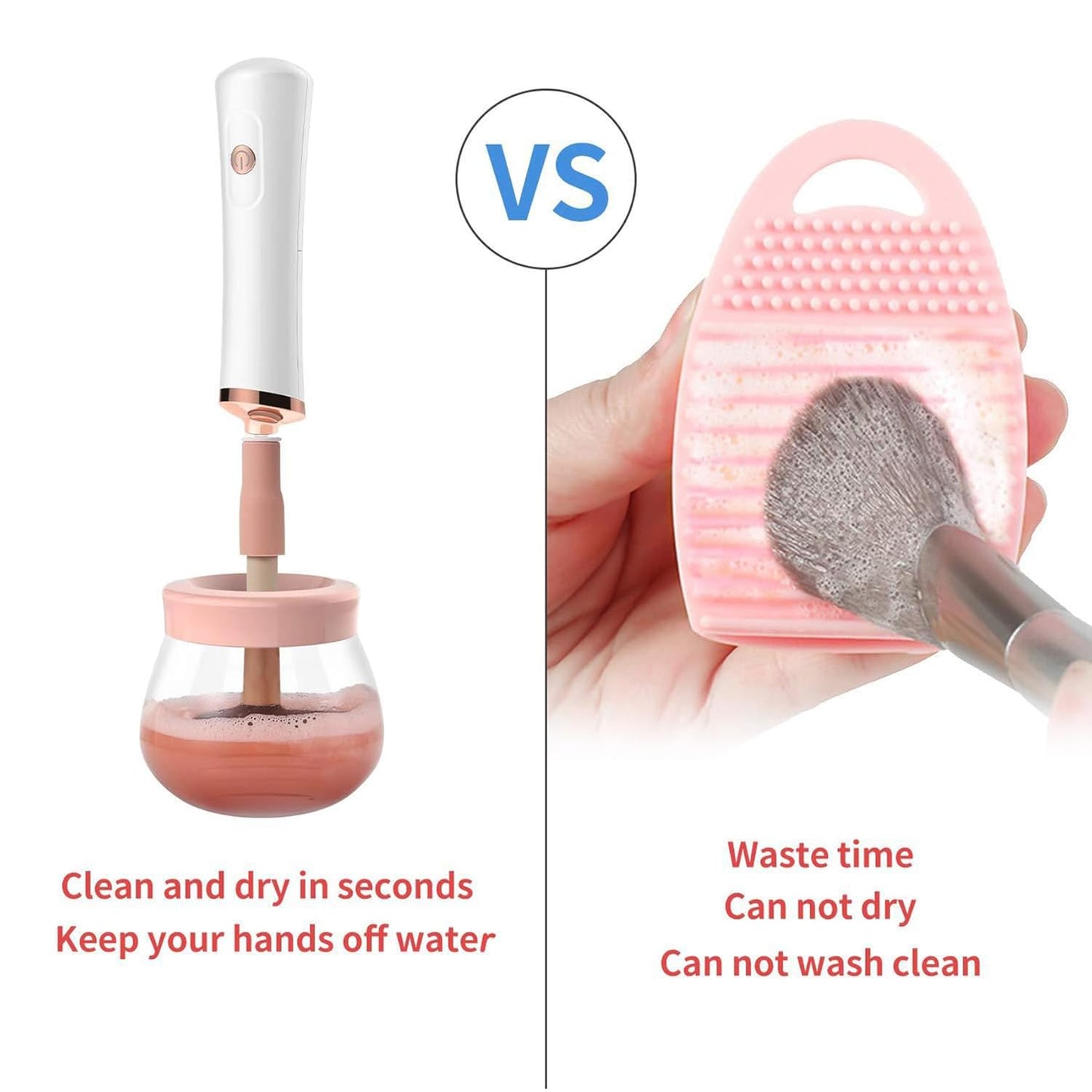 Electric Makeup Brush Cleaner, Multi-Functional Makeup Brush Cleaner Machine with 8 Brush Collars, Automatic Spinner with Cleaning Bowl, Professional Makeup Brush Tools