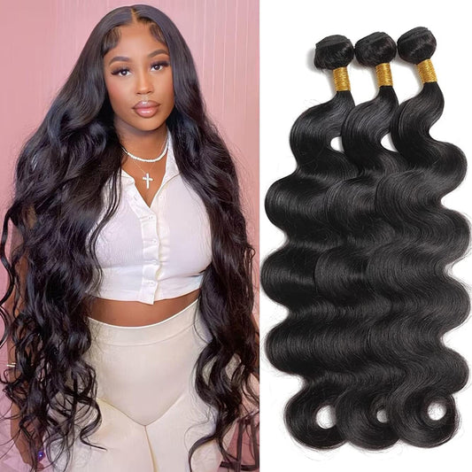 Body Wave Bundles Human Hair 18 20 22 Inch 10A Brazilian Body Wave Human Hair Bundles 100% Unprocessed Full and Thick
