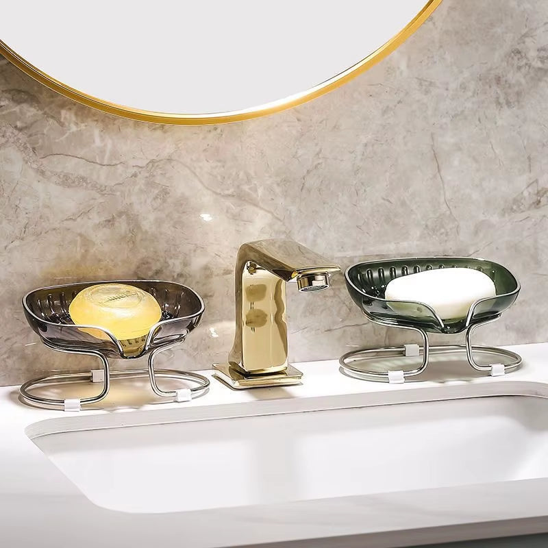 Bathroom Soap Dish Light Luxury Toilet Shower Soap Holder with Drain Water Soap Storage Case Tray Container Bathroom Gadgets