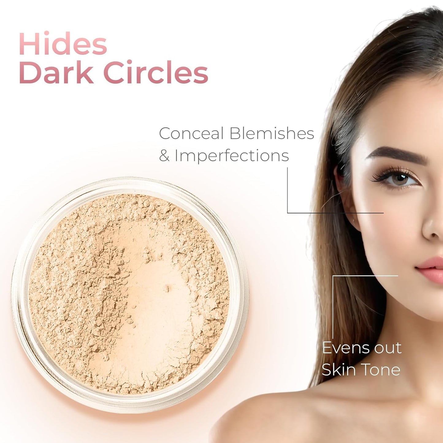 5Pc KIT W/Face BRUSH (PINK BISQUE) Mineral Makeup Set Full Size Powder Bare Skin Matte Foundation