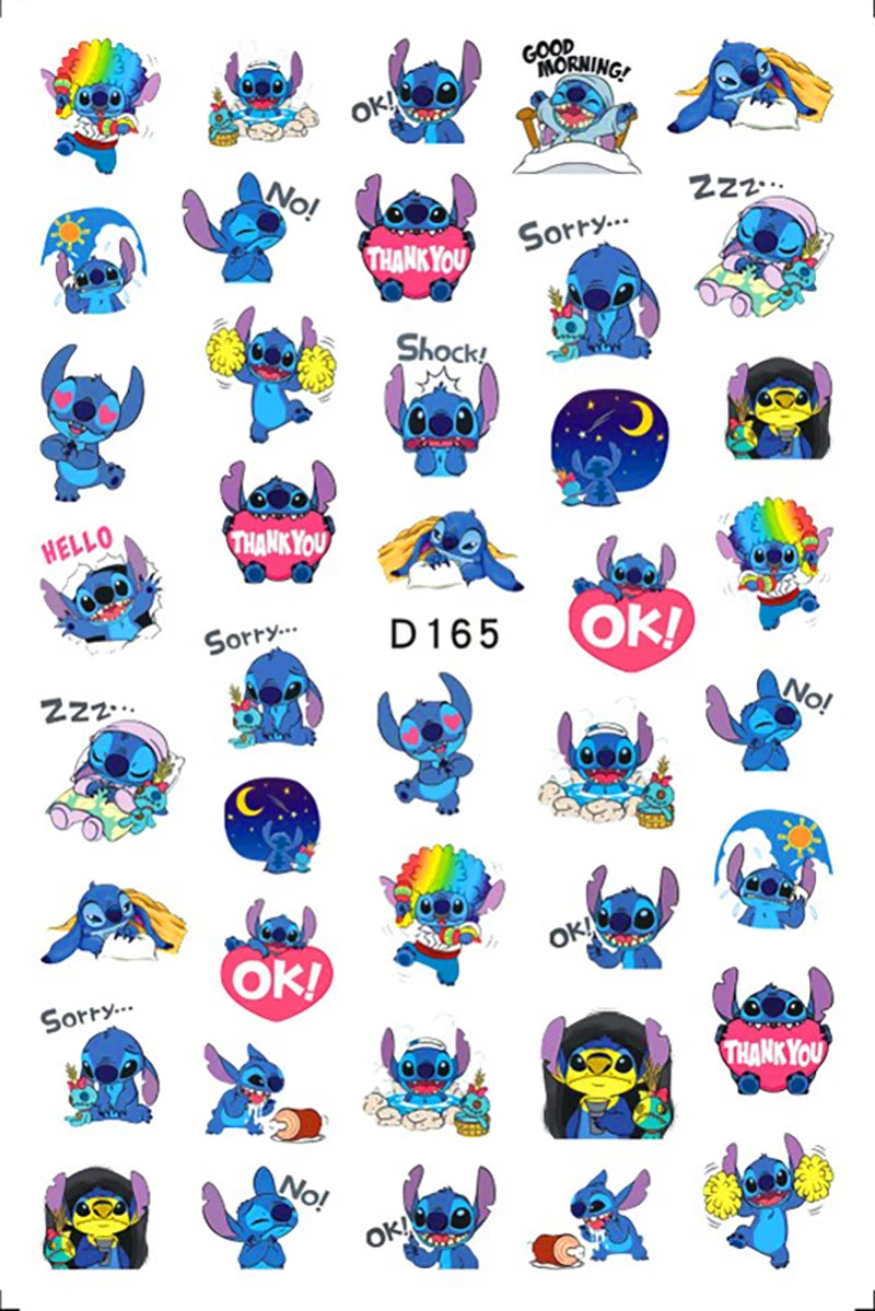 1PCS Big Eyes Girl 3D Adhesive Nail Art Sticker Pikachu Lilo and Stitch Cartoon Nail Sticker Nail Decal Nail Art Decoration