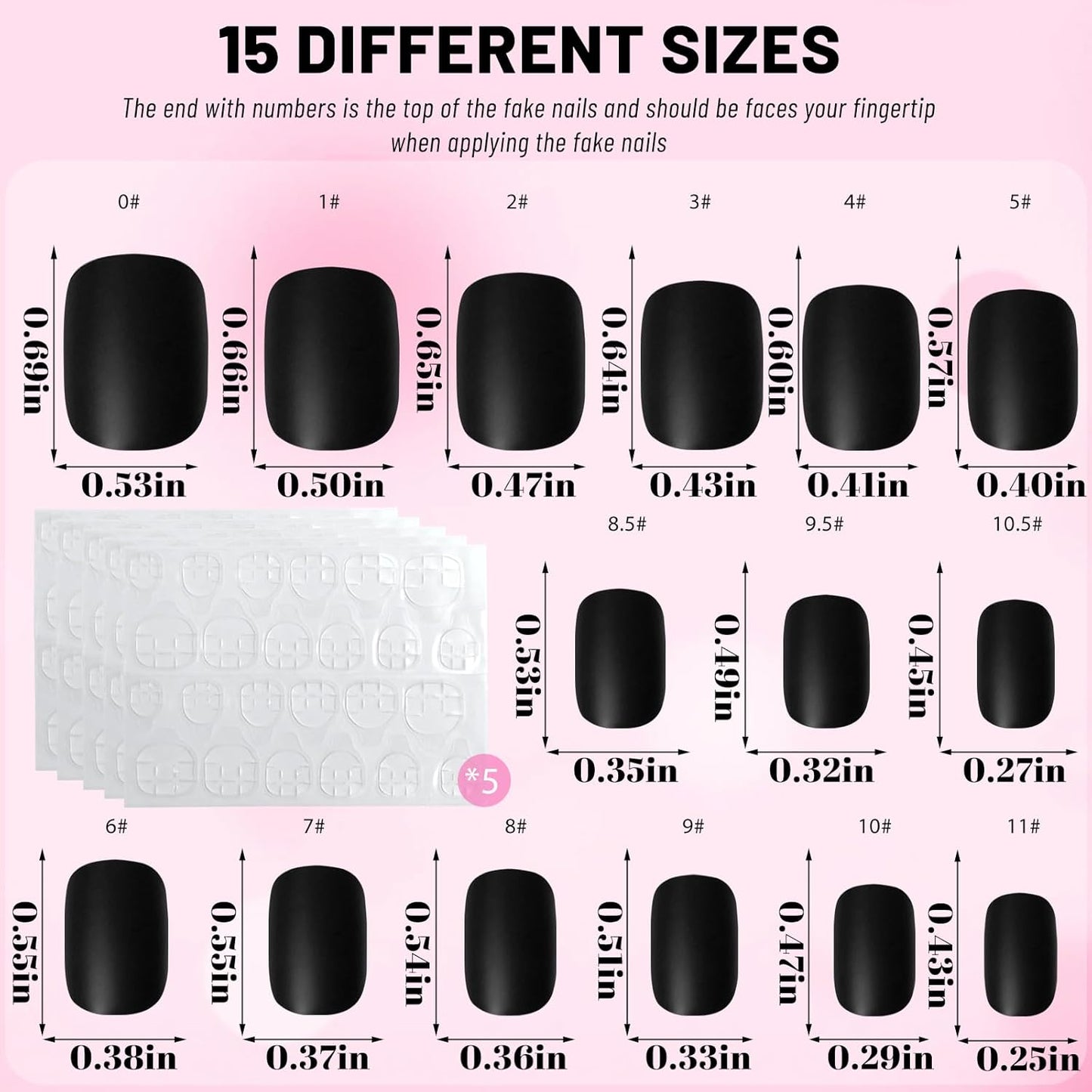 360Pc Squoval Press on Nails Short Fake Nails with Glue Tabs, Short Press on Nails round Square Glue on Nails Black Acrylic Nails Press Ons False Nails Women Girls Kids Artificial Nails