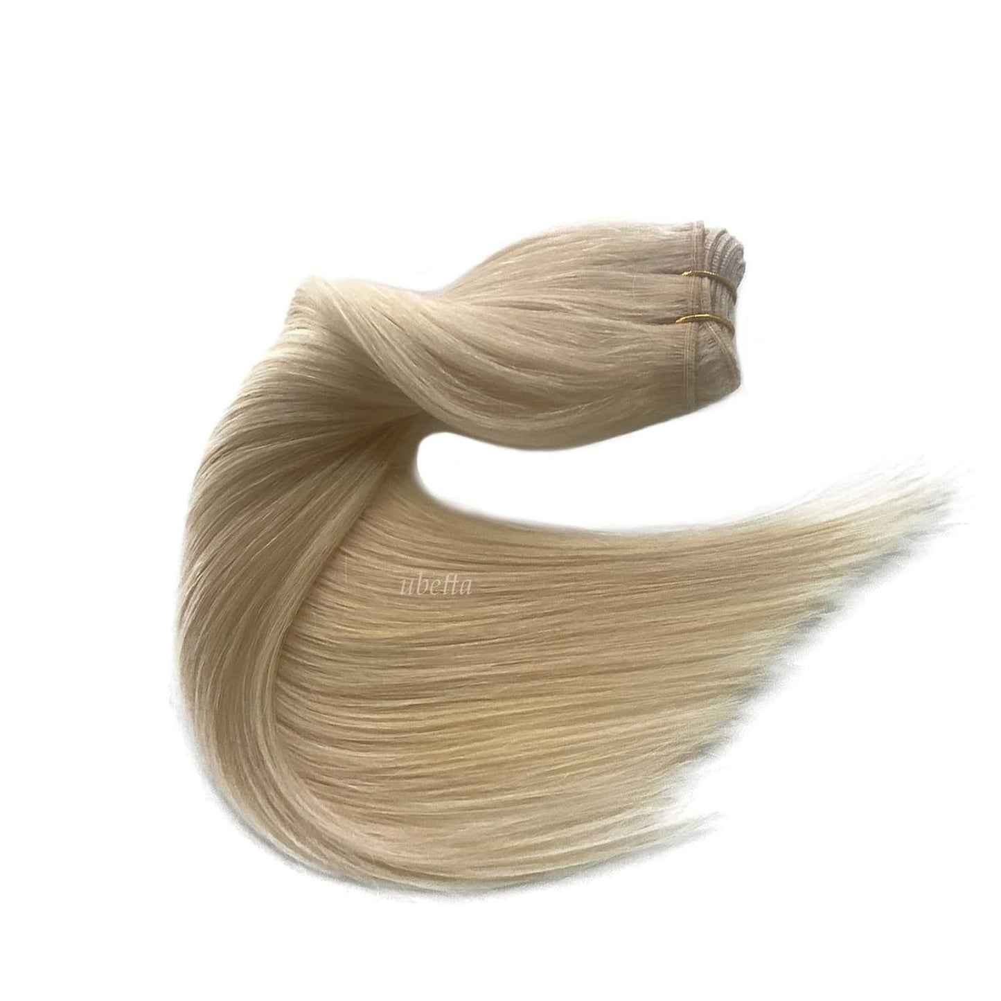 Sew in Real Human Hair Extensions, Blonde Weft 100G 20 Inch Hand Tied Weft Hair Extensions for Women