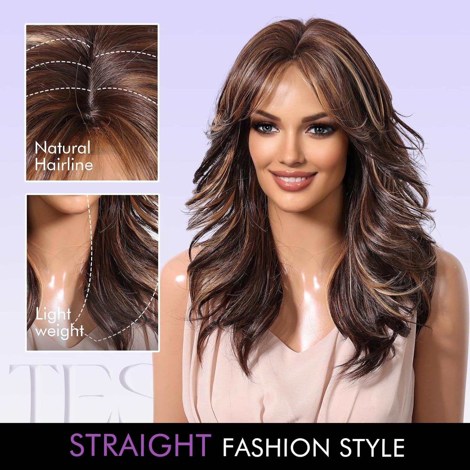 Short Brown Bob Wigs for Women Shoulder Length Brown Mixed Blonde Curly Wigs with Curtain Bangs Synthetic Heat Resistant Wigs for Daily Party Use 18IN