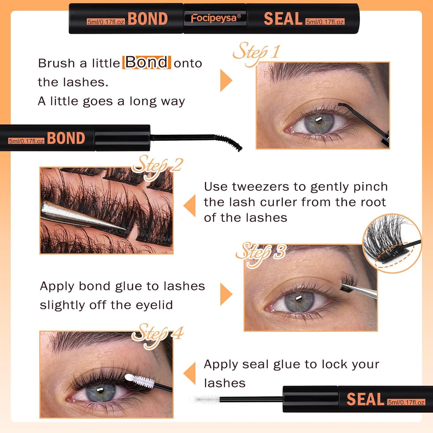 Thick Lash Extension Kit Full Volume Lash Clusters 40P Eyelash Extension Kit DIY Lash Extension Kit with Black Bond and Seal Glue, Lash Applicator DIY at Home for Beginner (40P 10-18MM)