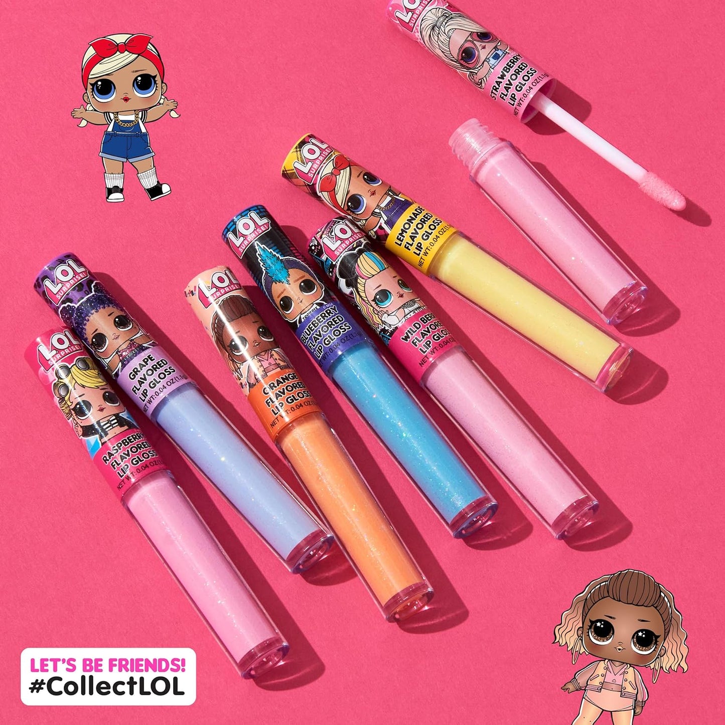 L.O.L Surprise 7-Pack Lip Gloss for Girls, Lol Lip Gloss