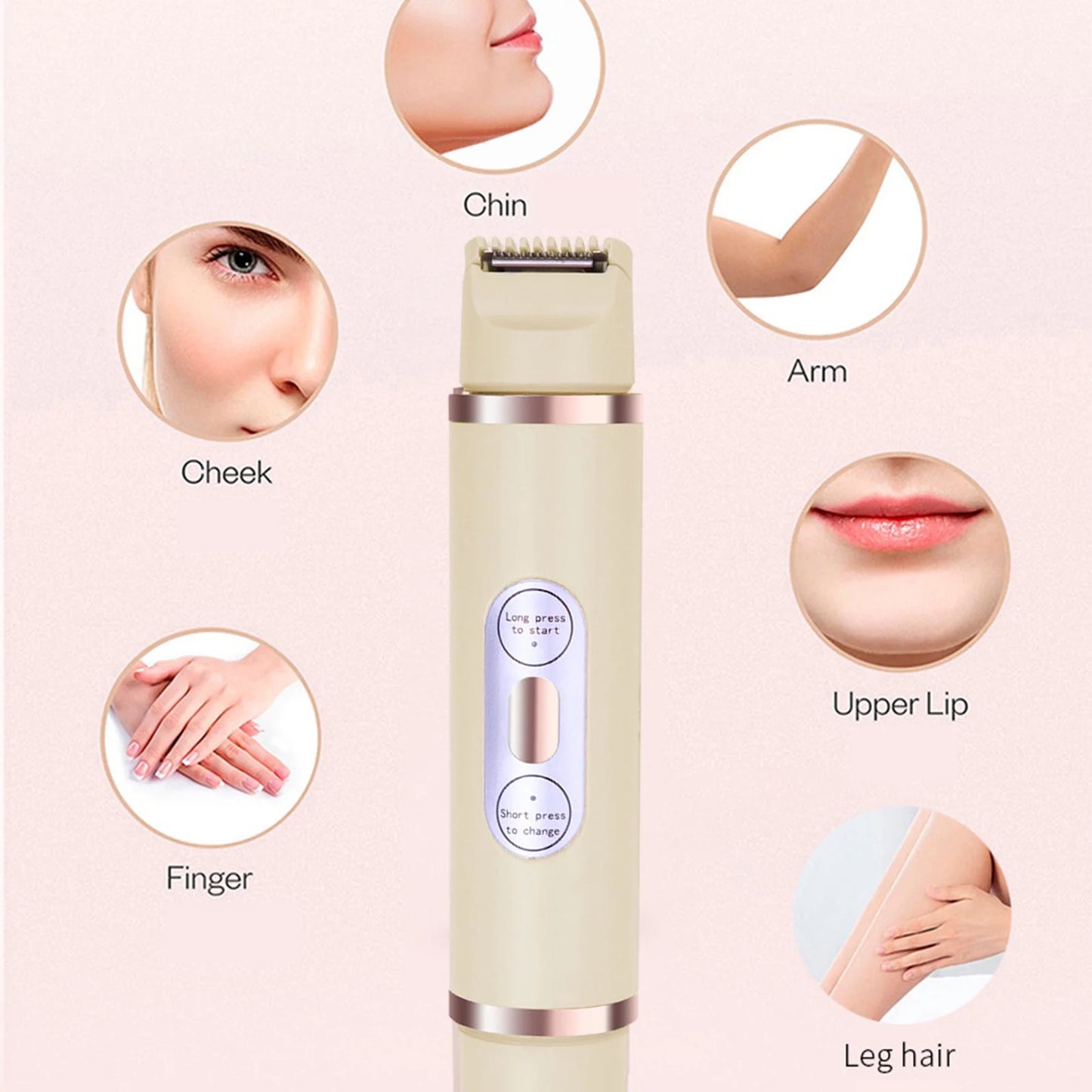 Electric Shaver for Women Bikini Legs Underarm Public Hairs Rechargeable Trimmer, Lady Razor USB Rechargeable Hair Removal with Ceramic Blades Dual Head Design Shaver, Grooming