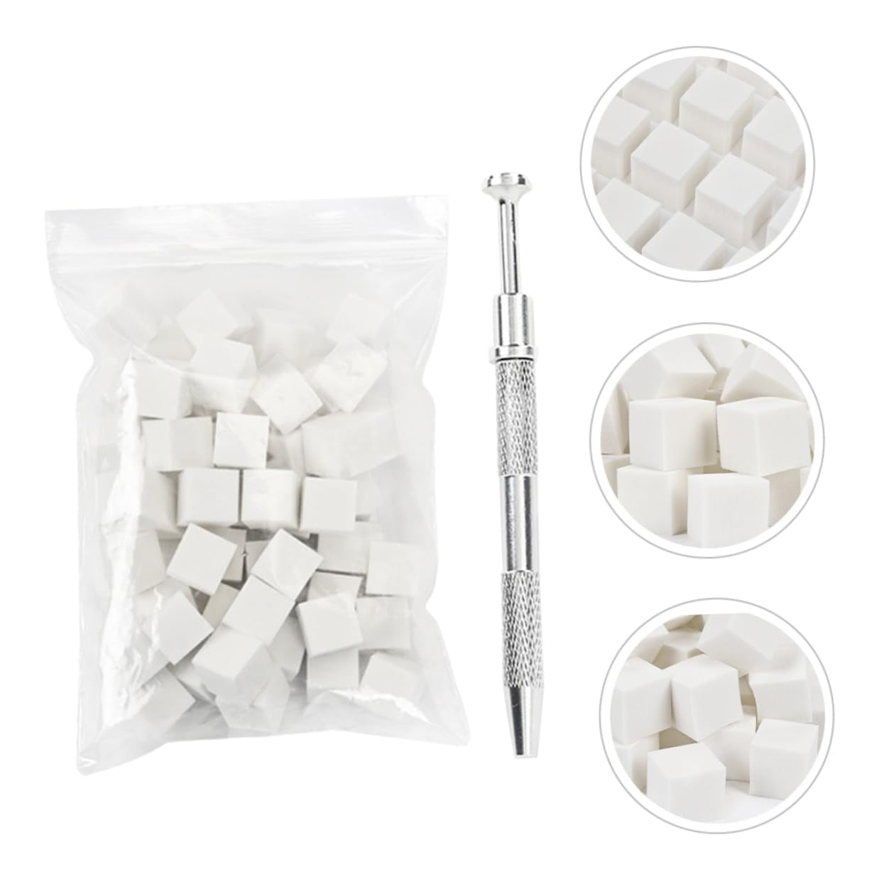 51Pcs Nail Art Sponge Blocks Cotton Soft Makeup for Manicure with Stainless Steel Grabber