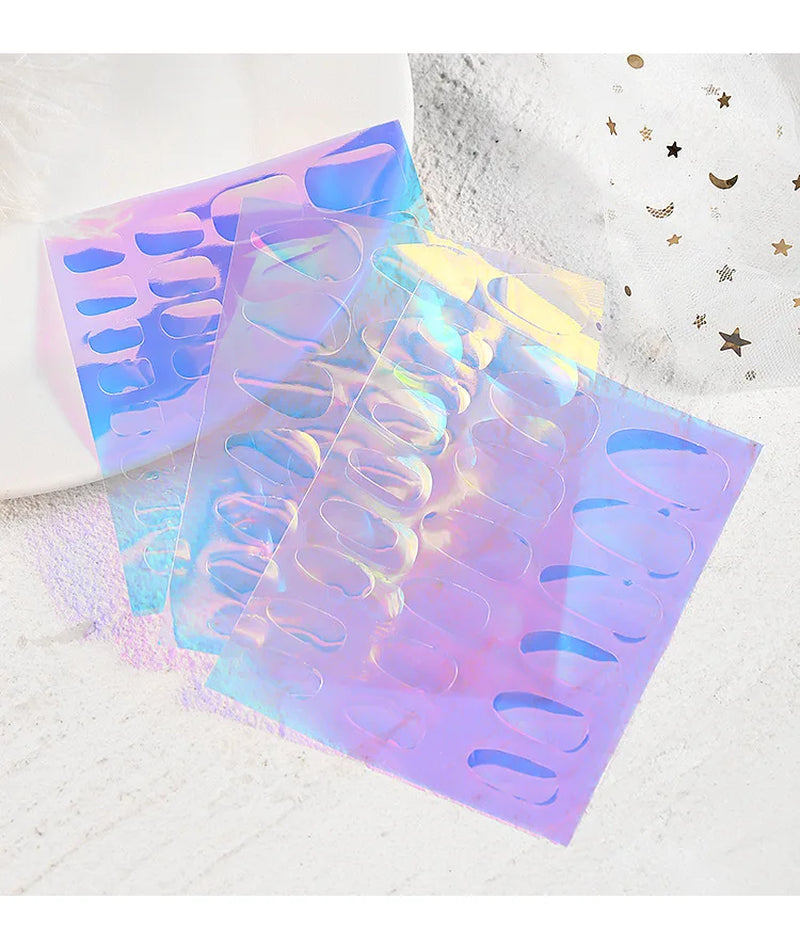 11Pcs Aurora Glass Nail Foil Sticker Ice Cube Broken Glass Paper Iridescent Nail Film Decals Chameleon Reflective Nail Stickers