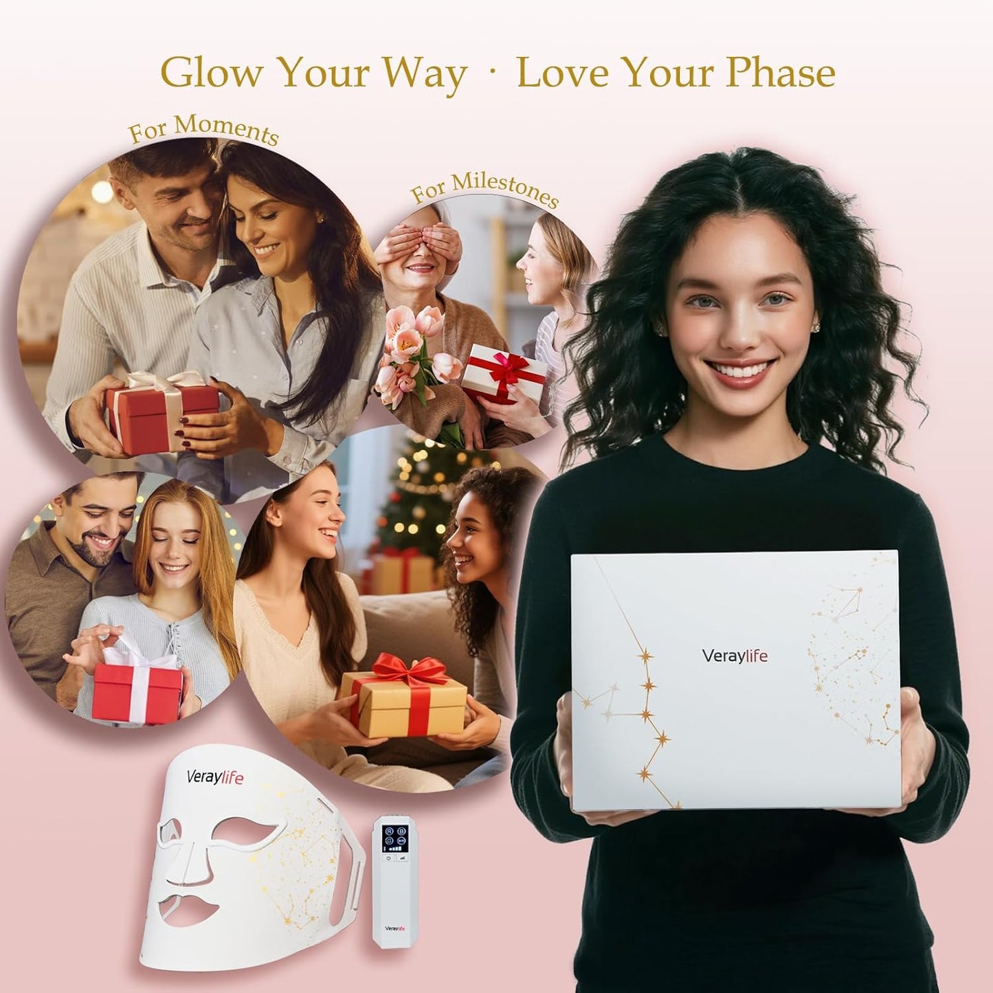 Red Light Therapy Mask for Face, LED Facial Mask, Skin Care Light with near Infrared 850Nm & Adjustable Blue Light, Portable Home Device with 7 Colors & 8 Modes, 432 Beads Pro Leds (White)