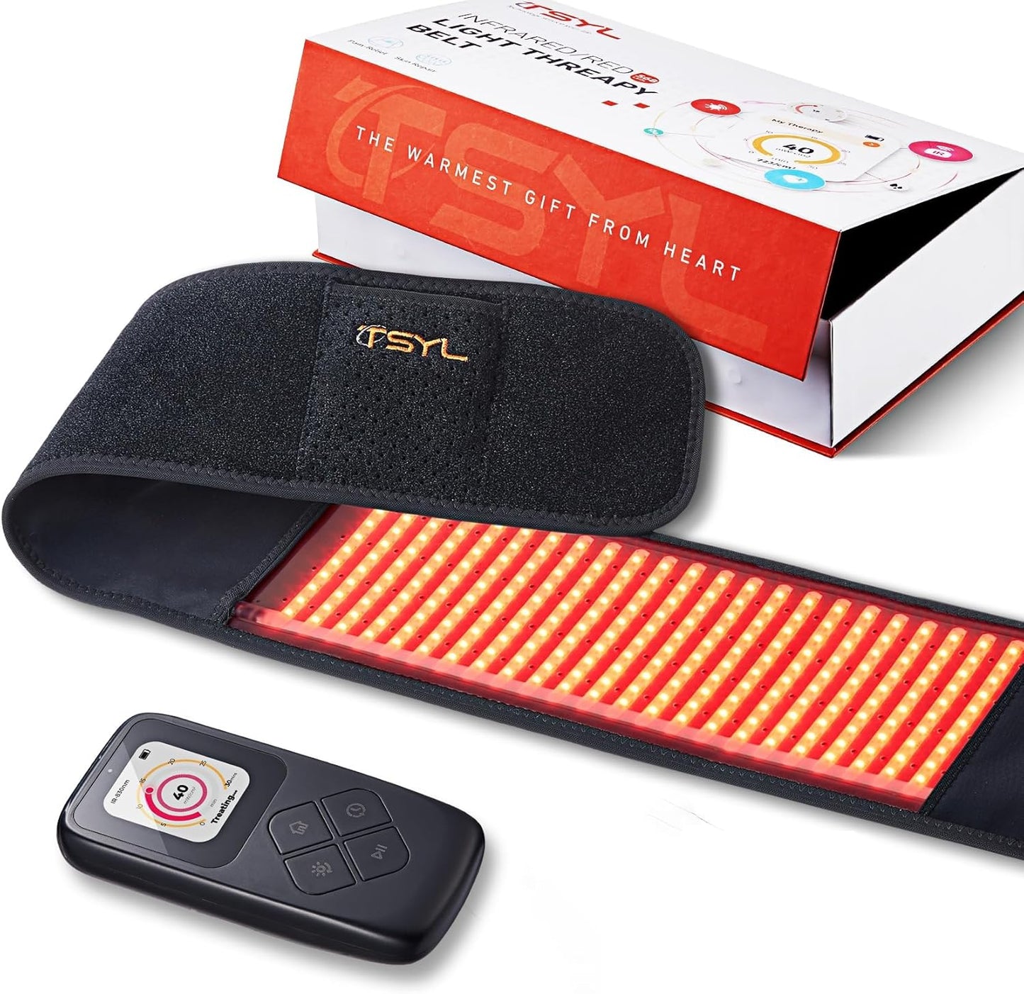 Infrared Light Therapy Belt for Body, High Intensity Red Light Therapy for Pain Relief Skin Repair Joint Inflammation with Rechargeable Controller for Use at Home Travel Office, Black, 2X-Large