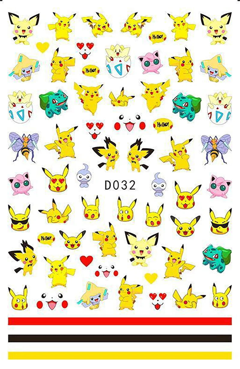1PCS Big Eyes Girl 3D Adhesive Nail Art Sticker Pikachu Lilo and Stitch Cartoon Nail Sticker Nail Decal Nail Art Decoration