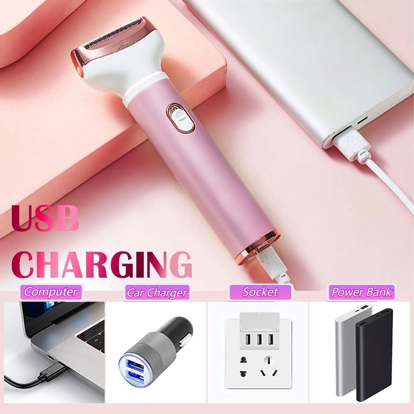 4 in 1 Electric Razor for Women Nose Hair Trimmer for Women Cordless Face Shaver Set Facial Hair Removal for Women Painless Body Hair Remover Lady Grooming Kit for Bikini, Eyebrow, Arm, Leg, Nose