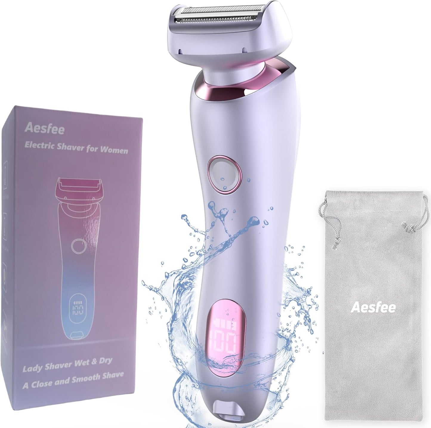 Electric Shaver for Women Legs - Electric Razors for Women Pubic Hair Underarm Arm Bikini Private Area, Portable Painless Lady Body Hair Trimmer Waterproof Wet or Dry, USB Rechargeable (Purple)