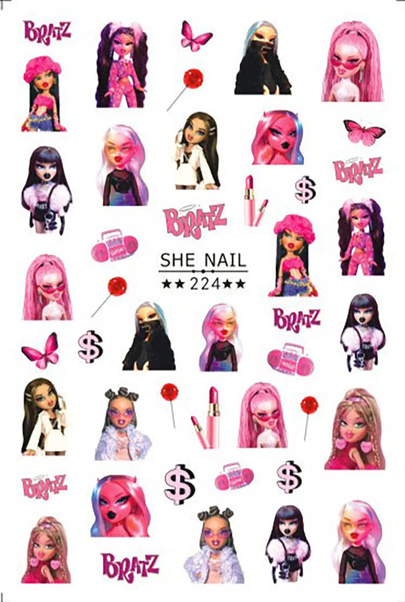 1PCS Big Eyes Girl 3D Adhesive Nail Art Sticker Pikachu Lilo and Stitch Cartoon Nail Sticker Nail Decal Nail Art Decoration