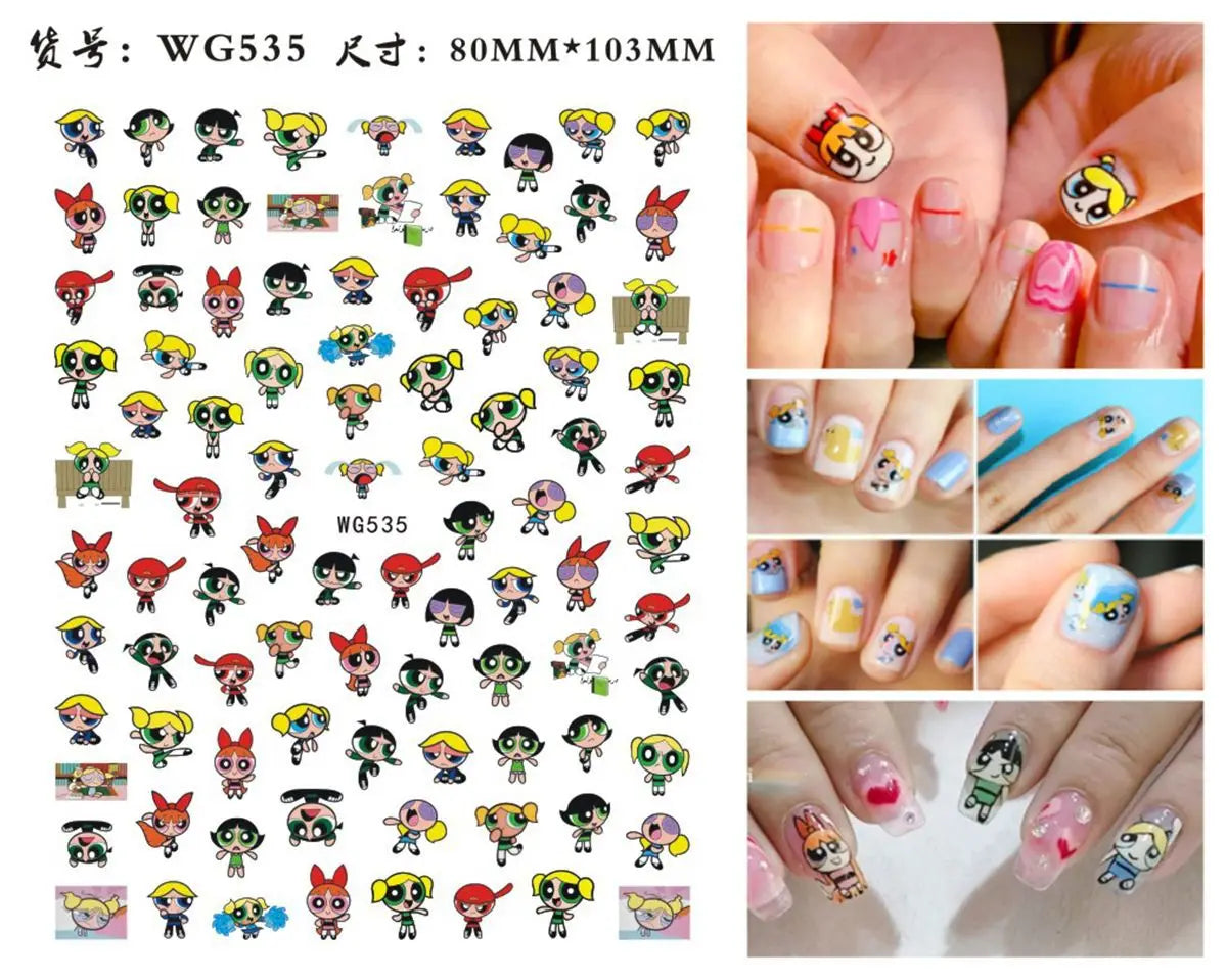 1PCS Big Eyes Girl 3D Adhesive Nail Art Sticker Pikachu Lilo and Stitch Cartoon Nail Sticker Nail Decal Nail Art Decoration