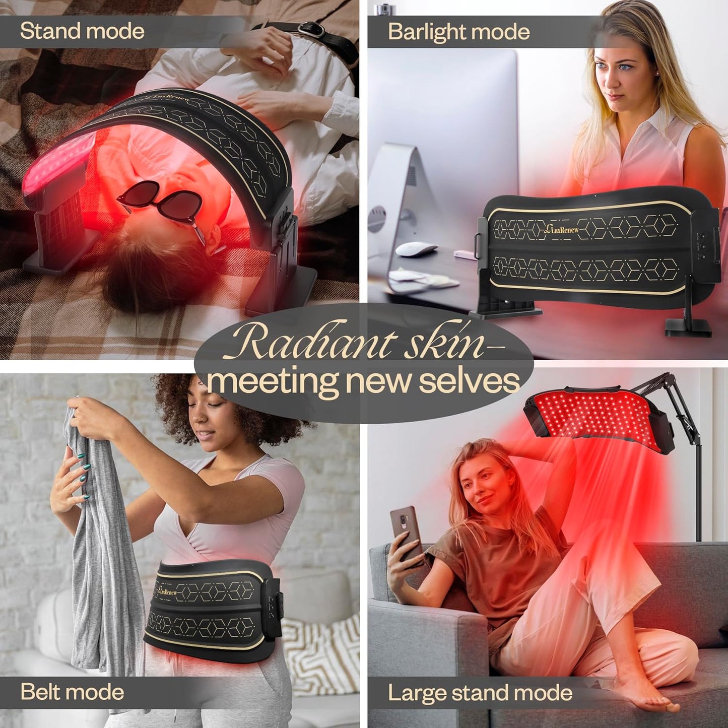 Multifunction Red Light Therapy for Body and Face, 850Nm Near-Infrared Light Therapy LED Mask Facial Body Beauty Equipment for Skin Care at Home, without Stand