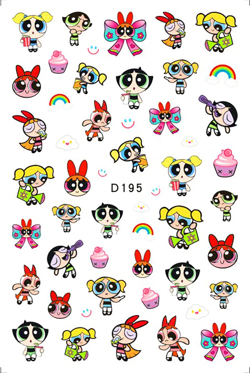 1PCS Big Eyes Girl 3D Adhesive Nail Art Sticker Pikachu Lilo and Stitch Cartoon Nail Sticker Nail Decal Nail Art Decoration