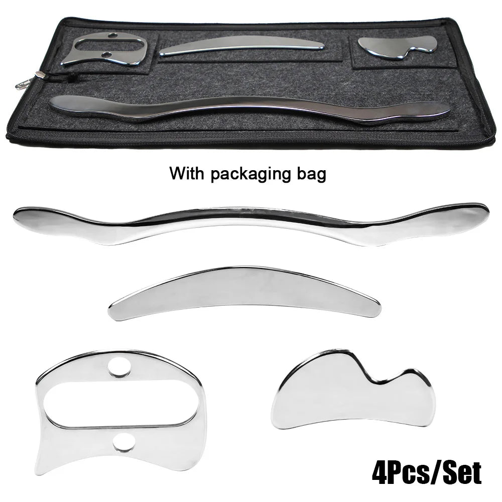 4/7Pcs Stainless Steel Gua Sha Scraping Massage Tool IASTM Tools Great Soft Tissue Mobilization Tool for Whole Body Acupoints