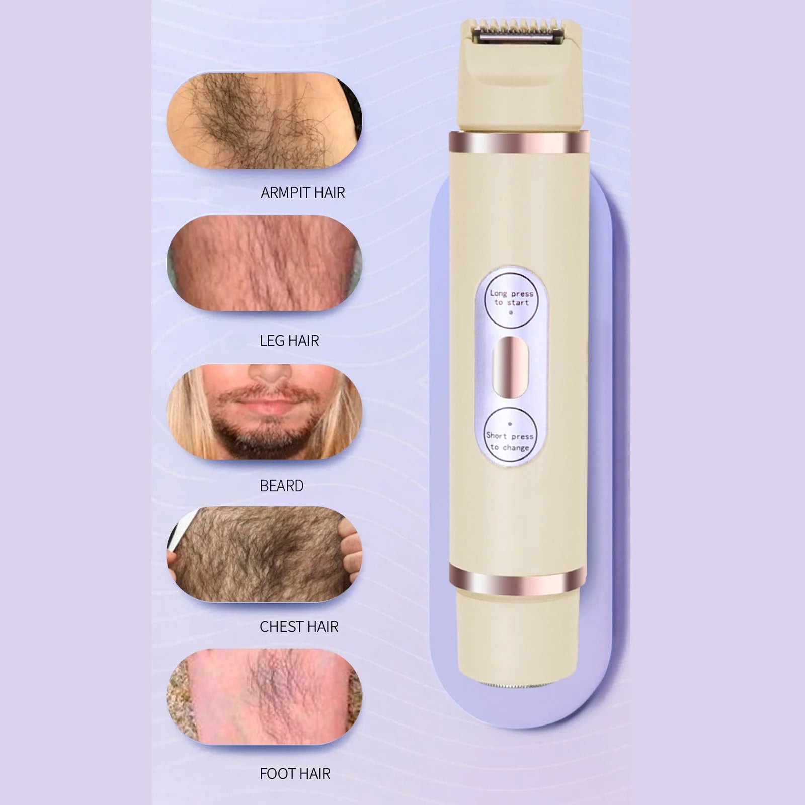 Electric Shaver for Women Bikini Legs Underarm Public Hairs Rechargeable Trimmer, Lady Razor USB Rechargeable Hair Removal with Ceramic Blades Dual Head Design Shaver, Grooming