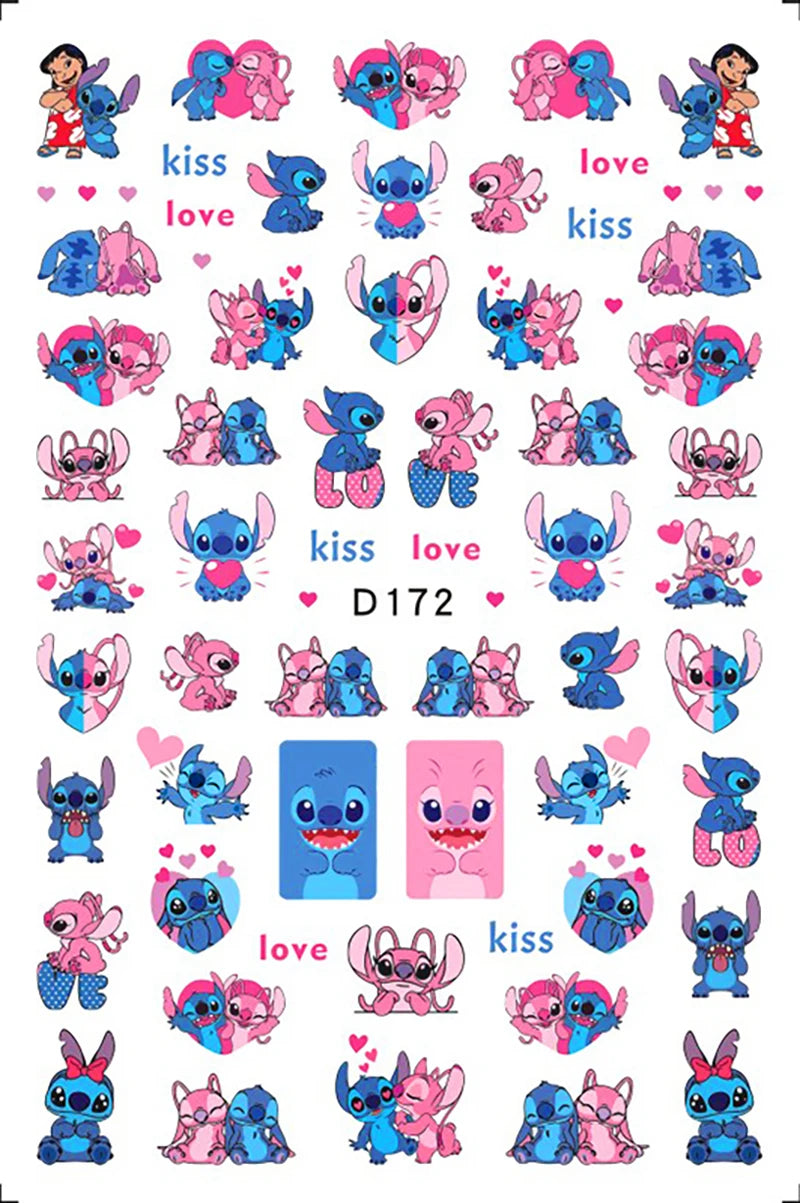 1PCS Big Eyes Girl 3D Adhesive Nail Art Sticker Pikachu Lilo and Stitch Cartoon Nail Sticker Nail Decal Nail Art Decoration