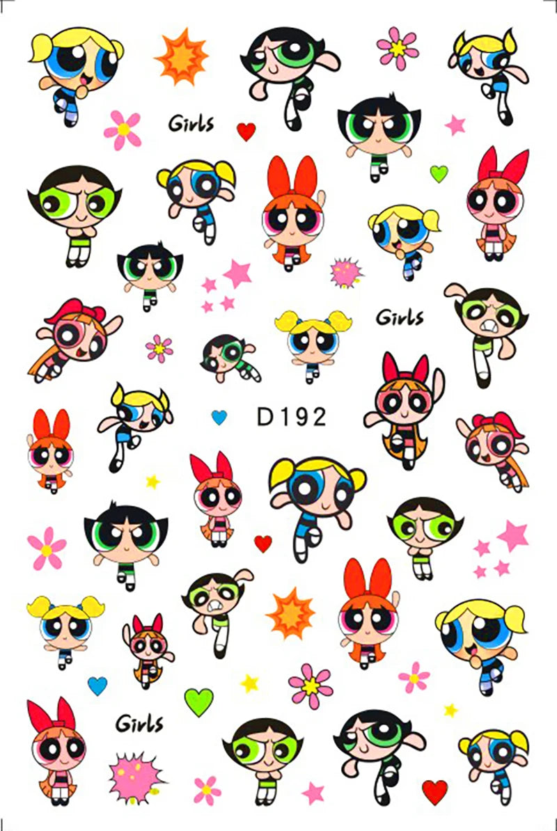 1PCS Big Eyes Girl 3D Adhesive Nail Art Sticker Pikachu Lilo and Stitch Cartoon Nail Sticker Nail Decal Nail Art Decoration