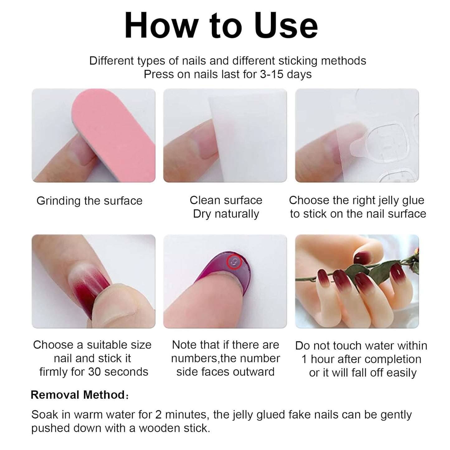 24 Pcs Pink Press on Nails Medium Square -  Winter Fake Nails Press Ons White French Nail Art Tips Glue on Nails Full Cover False Nails with Charms Pentagram Design Stick on Nails Acrylic Nail