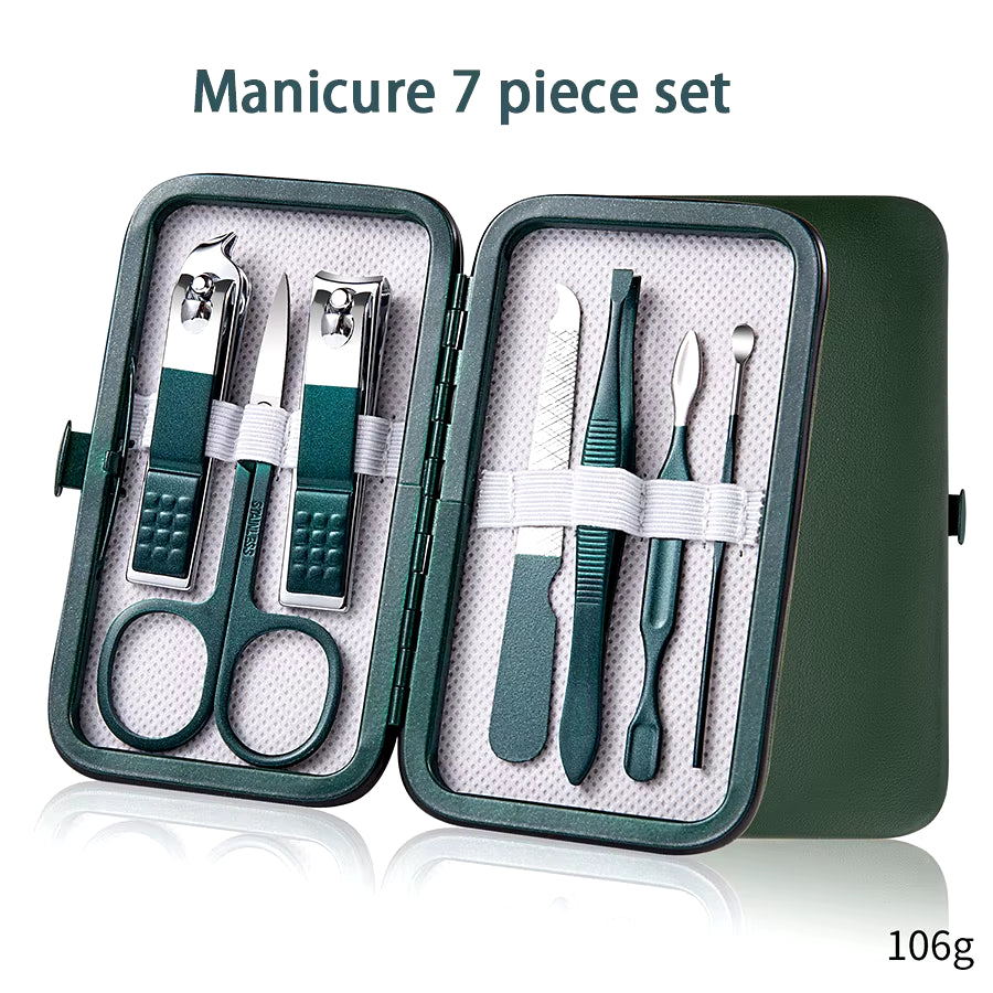 6-18Pcs Portable Manicure Sets Pedicure Kits Bright Black Nail Clipper Set Personal Care Tools Eyebrow Scissors