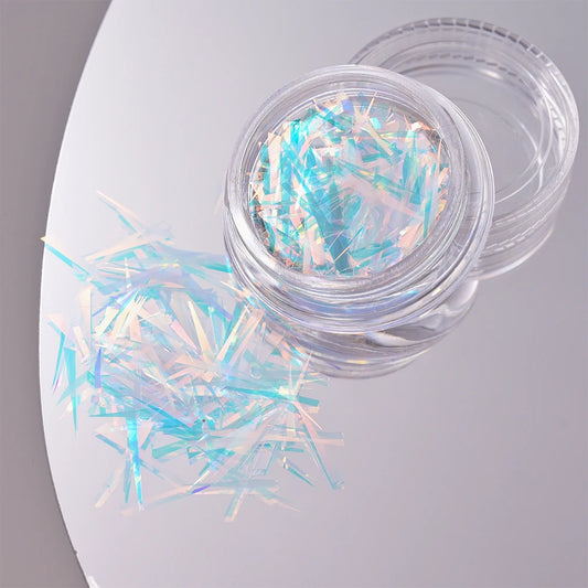 11Pcs Aurora Glass Nail Foil Sticker Ice Cube Broken Glass Paper Iridescent Nail Film Decals Chameleon Reflective Nail Stickers