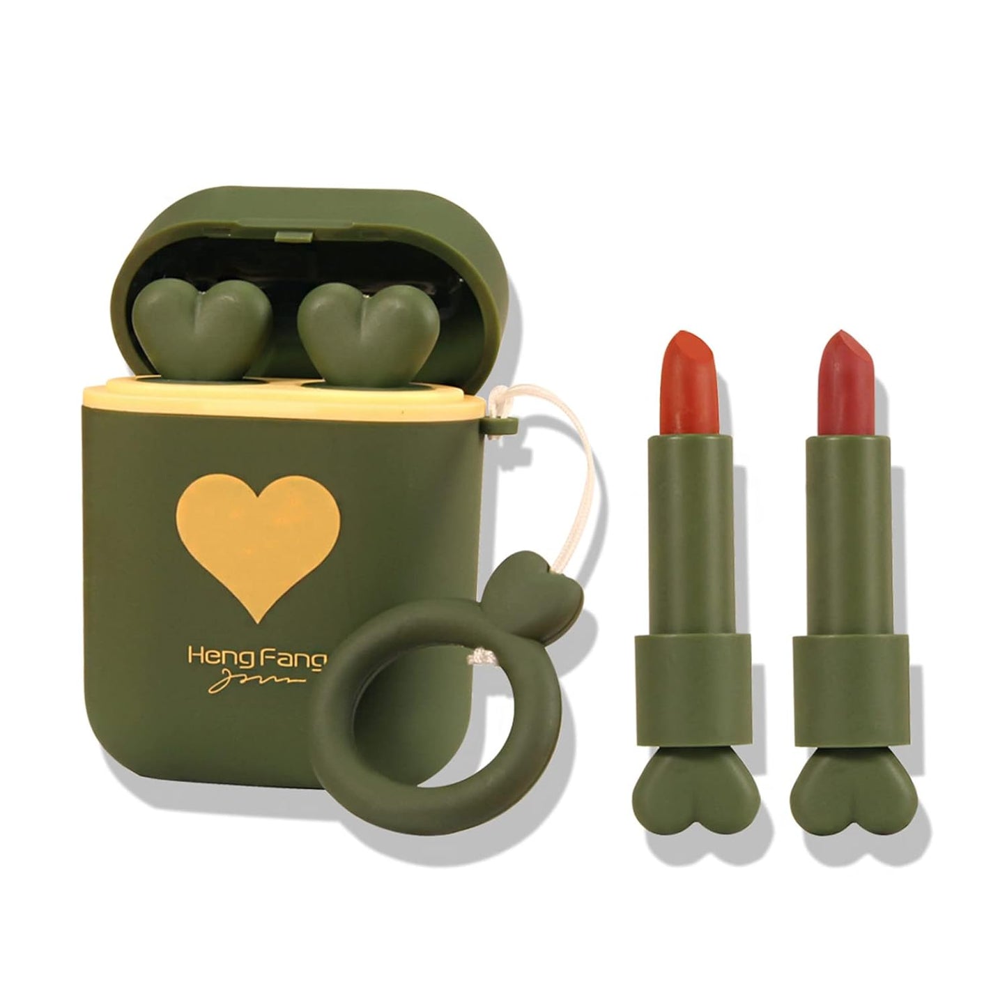 Matte Lipstick, Long Wear Waterproof Moisturizing Velvet Lipstick, Non-Stick Cup Lip Make Up, Lip Gloss Set for Women 2Pcs/Set(Green)