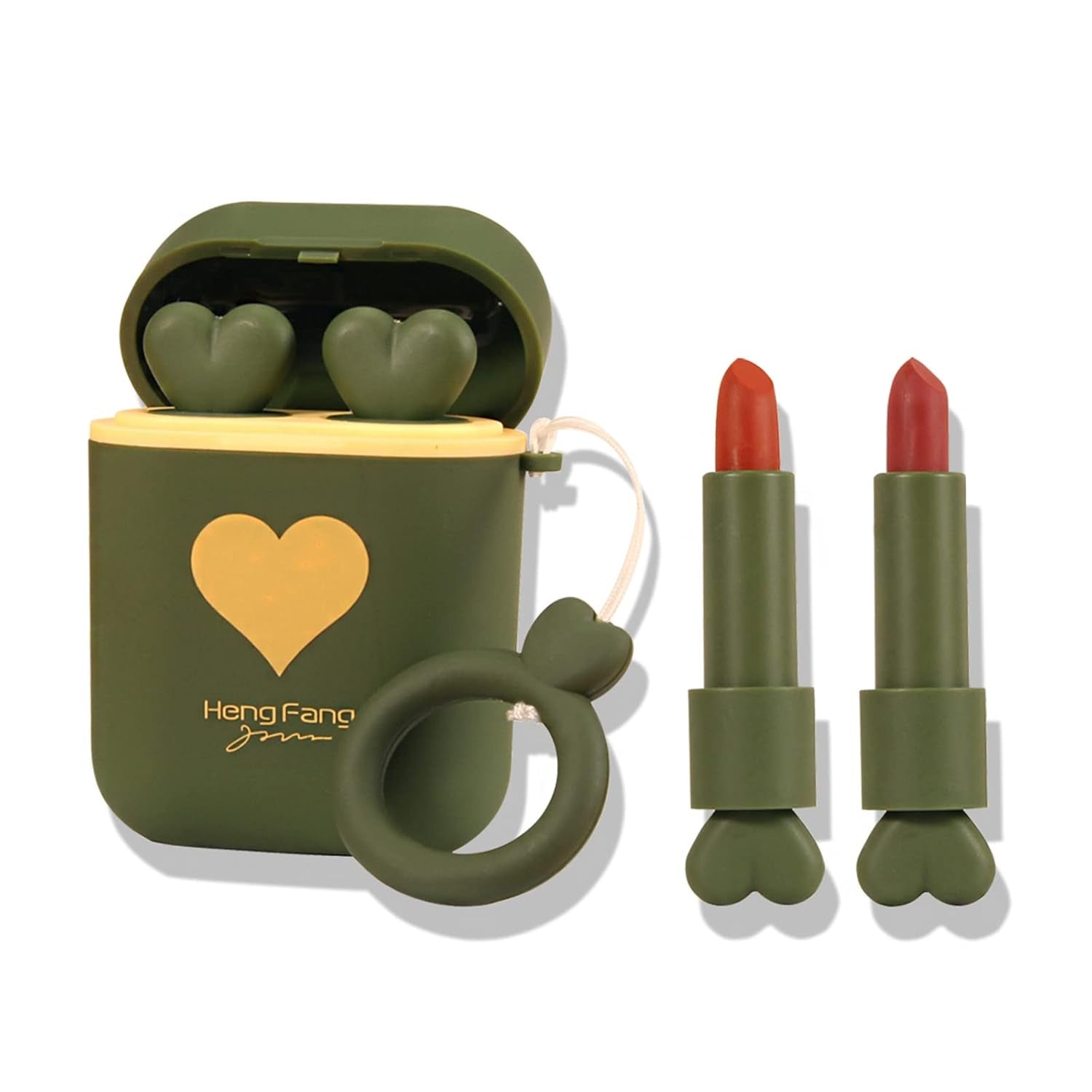 Matte Lipstick, Long Wear Waterproof Moisturizing Velvet Lipstick, Non-Stick Cup Lip Make Up, Lip Gloss Set for Women 2Pcs/Set(Green)