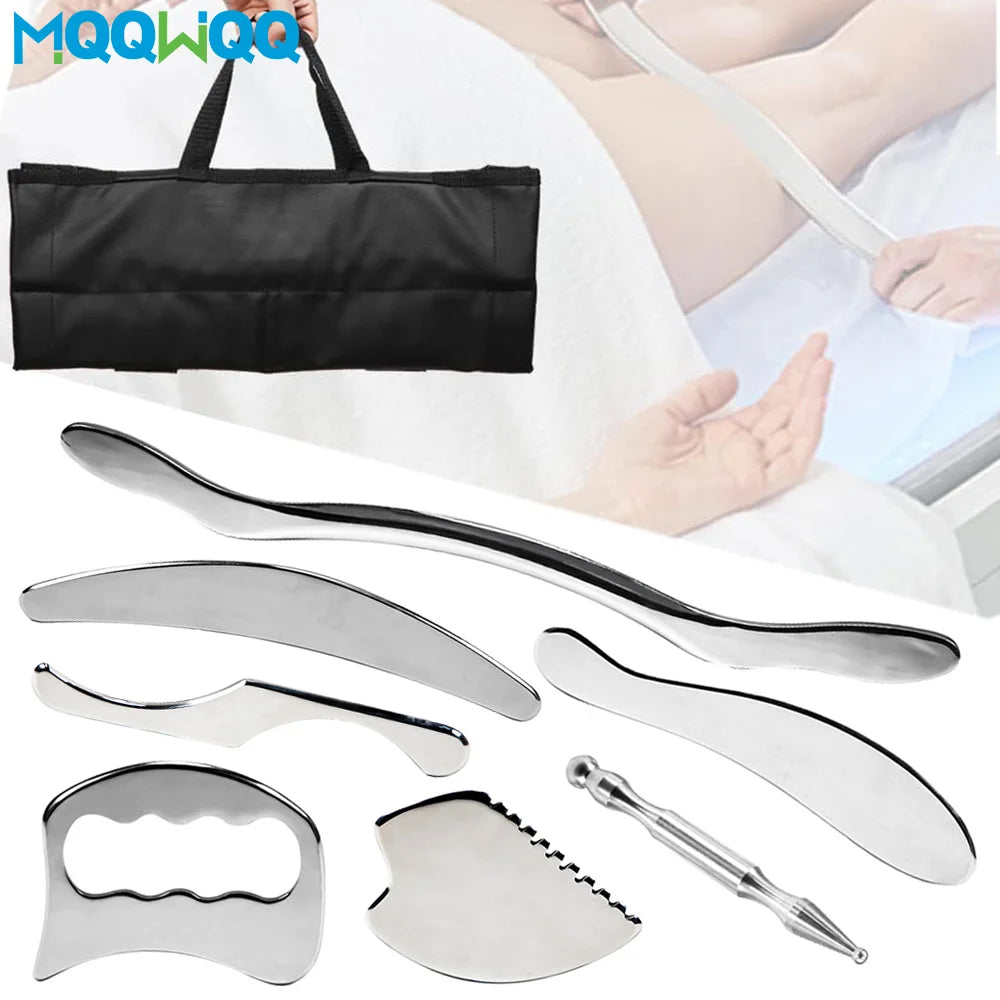 4/7Pcs Stainless Steel Gua Sha Scraping Massage Tool IASTM Tools Great Soft Tissue Mobilization Tool for Whole Body Acupoints