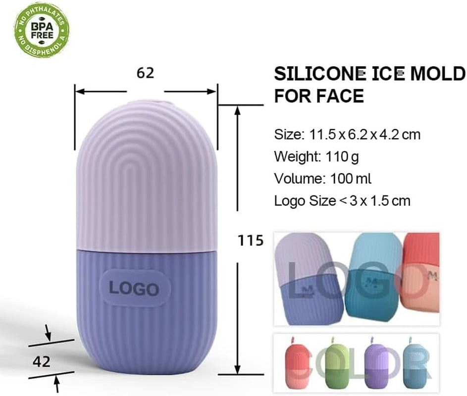 Facial Beauty Ice Roller Silicone Container, Skin Care Ice Massager for Firming and Beautiful Skin. (Purple)