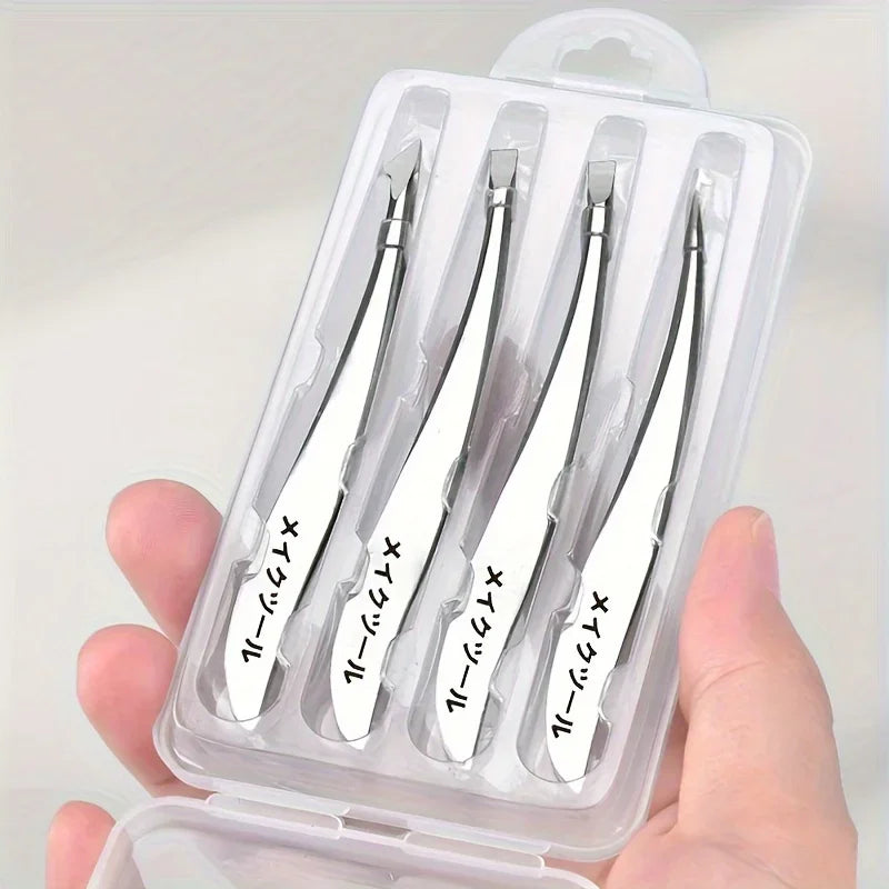Precision Stainless Steel Tweezers for Eyebrow Hair Facial Hair Removal Splinter Blackhead Slant Ti