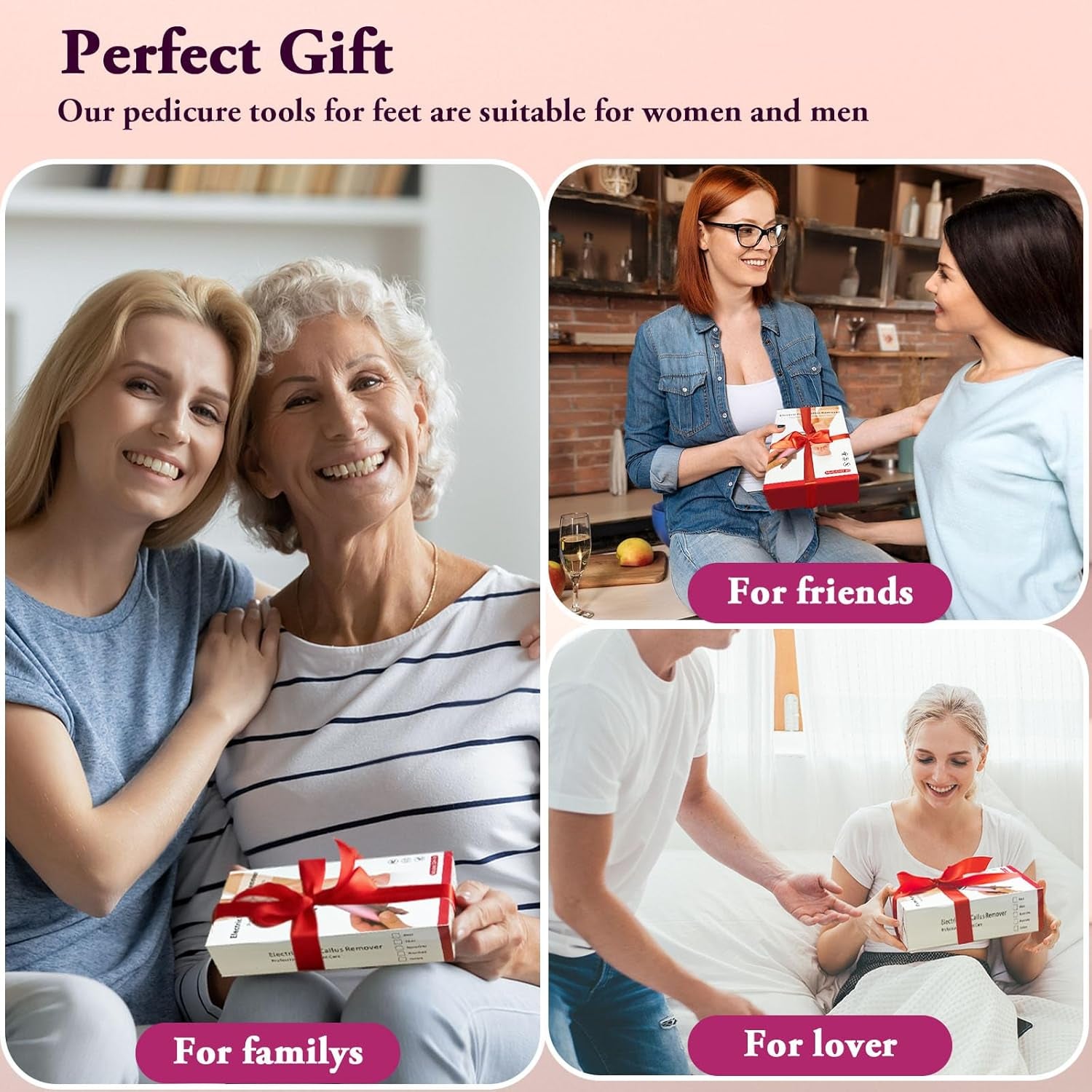 Electric Foot Callus Remover, Adjustable Speed (0-600Rpm), Adjustable Speed Foot Scrubber with 60 Pcs Sandpaper Discs, Electric Callus Remover for Feet,Pedicure Tool for Men and Women,Pink