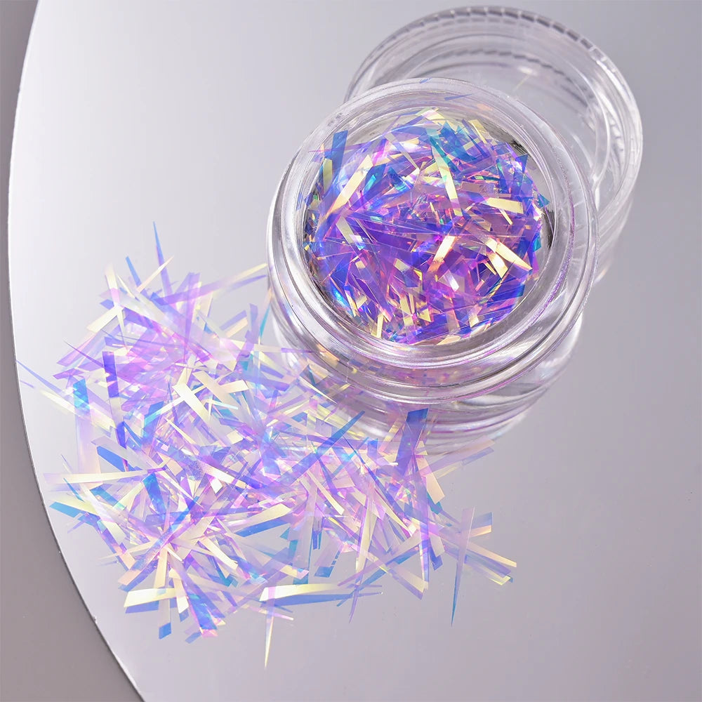 11Pcs Aurora Glass Nail Foil Sticker Ice Cube Broken Glass Paper Iridescent Nail Film Decals Chameleon Reflective Nail Stickers
