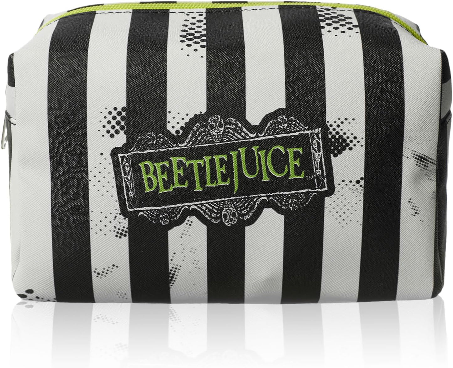 Beetlejuice Multicoloured Makeup Bag | Women'S Cosmetic Pouch with Stripe Design | Adults Beetlejuice Logo Makeup Holder