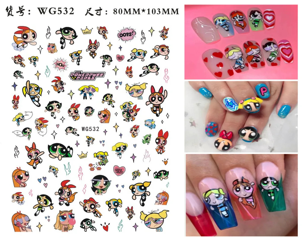 1PCS Big Eyes Girl 3D Adhesive Nail Art Sticker Pikachu Lilo and Stitch Cartoon Nail Sticker Nail Decal Nail Art Decoration