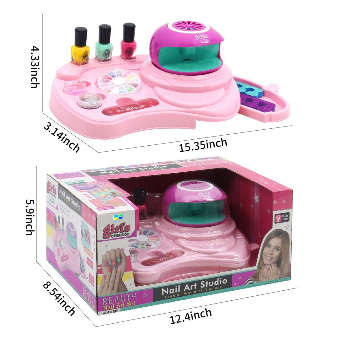 Nail Art Studio Beauty Nail Art Set Gift for Girls Healthy Non-Toxic Tasteless Fashion Dryer Light