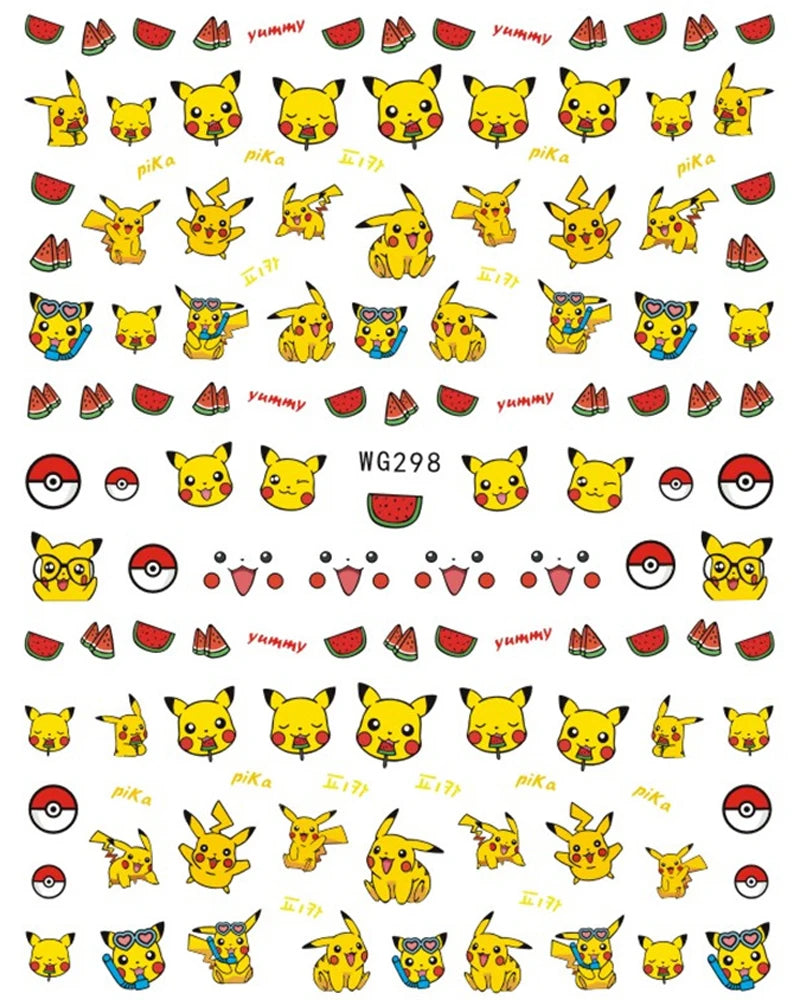 1PCS Big Eyes Girl 3D Adhesive Nail Art Sticker Pikachu Lilo and Stitch Cartoon Nail Sticker Nail Decal Nail Art Decoration