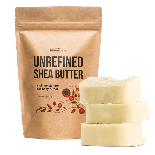 Raw Shea Butter - 100% Pure African Shea Butter for Hair and Body | Unrefined Moisturizer for Extremely Dry Skin, DIY Lip Balm, Body Butter, Lotion, and Soap 1Lb Bar