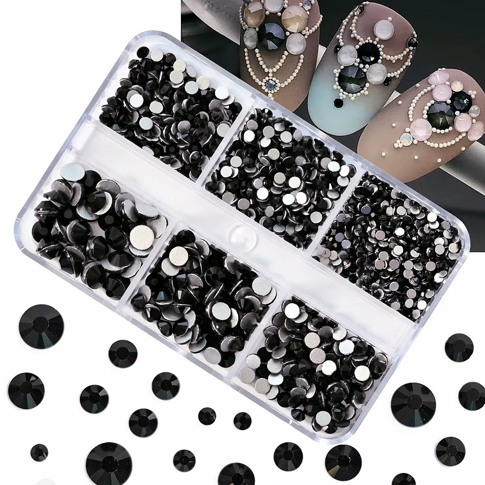 12Gird Mix Size Pink Red Green Crystal Nail Art Rhinestones Luxury Nail Diamond Gem Flatback Glass Stone Strass Nail Supplies