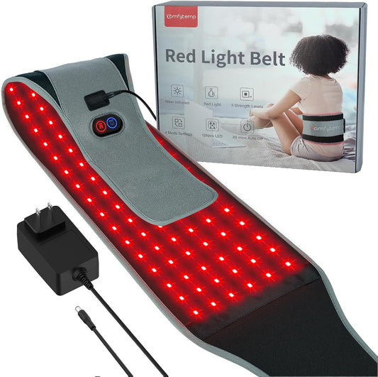 Red Light Therapy Belt with 126 Leds, Infrared Red Light Therapy for Body, 660Nm & 850Nm, 22W Light Wrap with Timer for Back Waist Belly Joint Muscle Pain Relief(Corded)