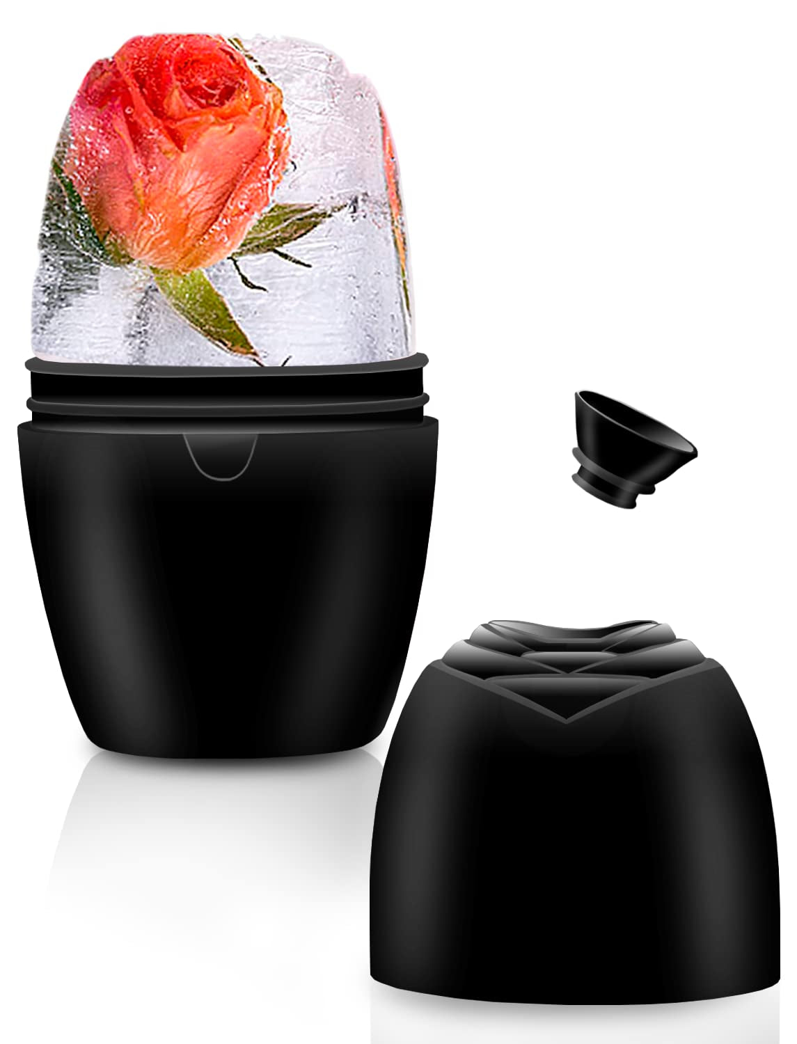 Ice Face Roller - Brighten & Tighten Skin with Reusable Ice Mold - Gift for Women (Black)