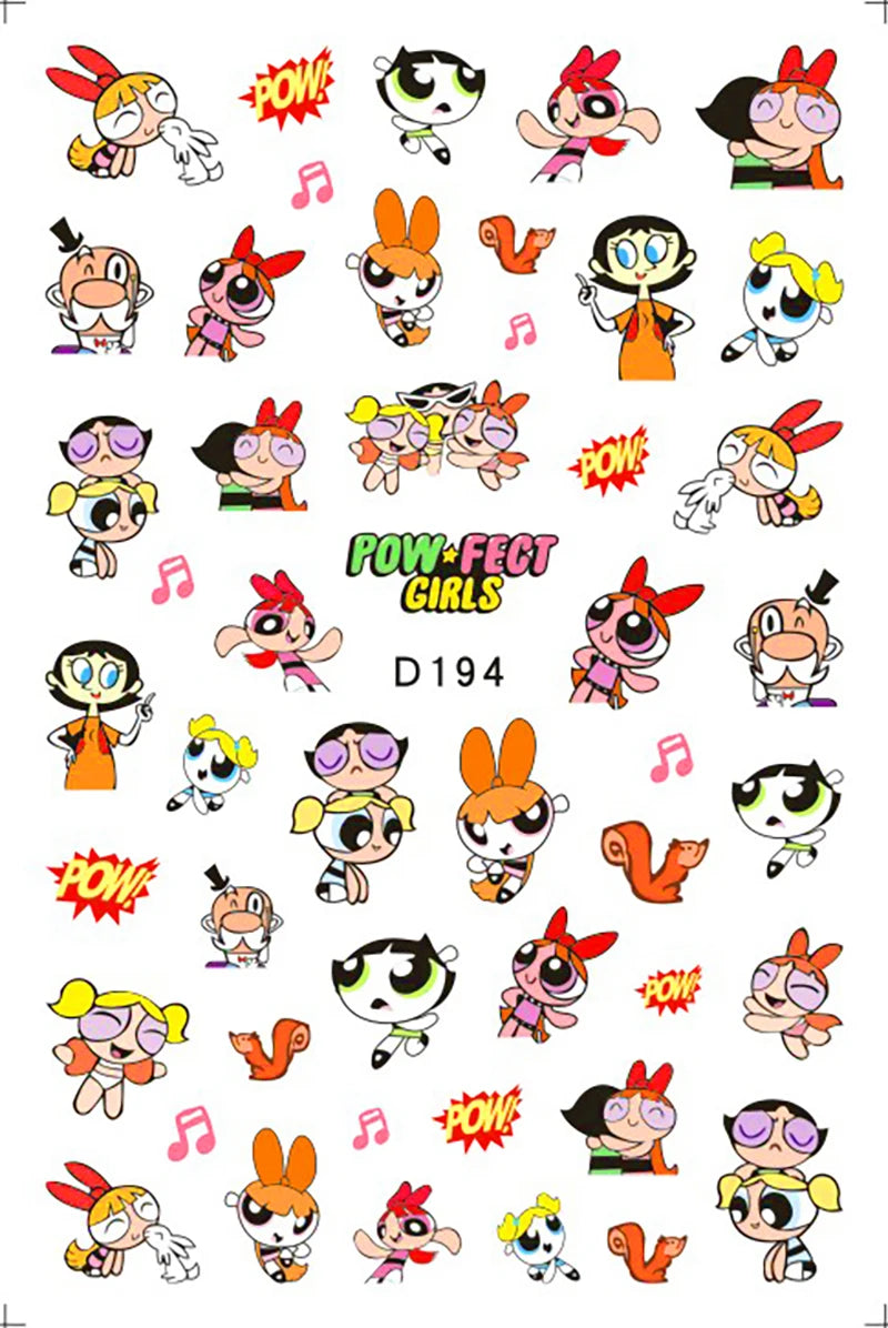 1PCS Big Eyes Girl 3D Adhesive Nail Art Sticker Pikachu Lilo and Stitch Cartoon Nail Sticker Nail Decal Nail Art Decoration