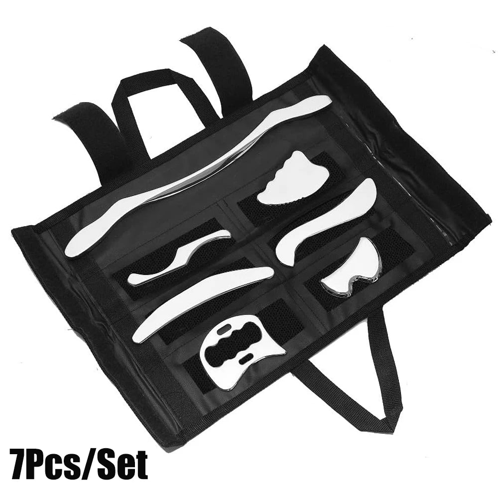 4/7Pcs Professional Stainless Steel Gua Sha Tools Deep Tissue Release Therapy IASTM Scraping Board Myofascial Massagers